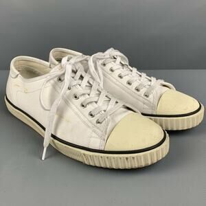 CELINE Size 8 White Black Canvas Sneakers